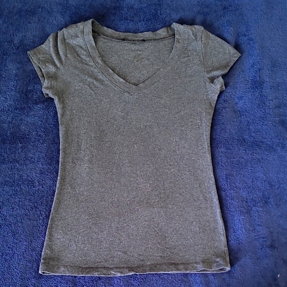 Gray V-Neck Women's Top